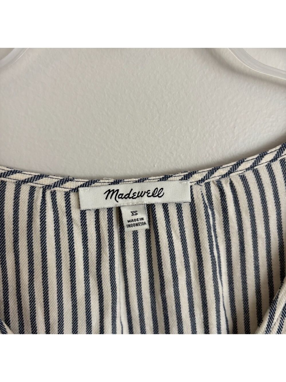 Madewell Blue and White Peplum Striped Blouse Size XS - Picture 2 of 6